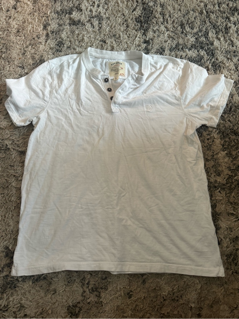 Fat Face Men's White Short-Sleeve Henley Polo